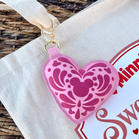 Pink Talavera Heart Keychain