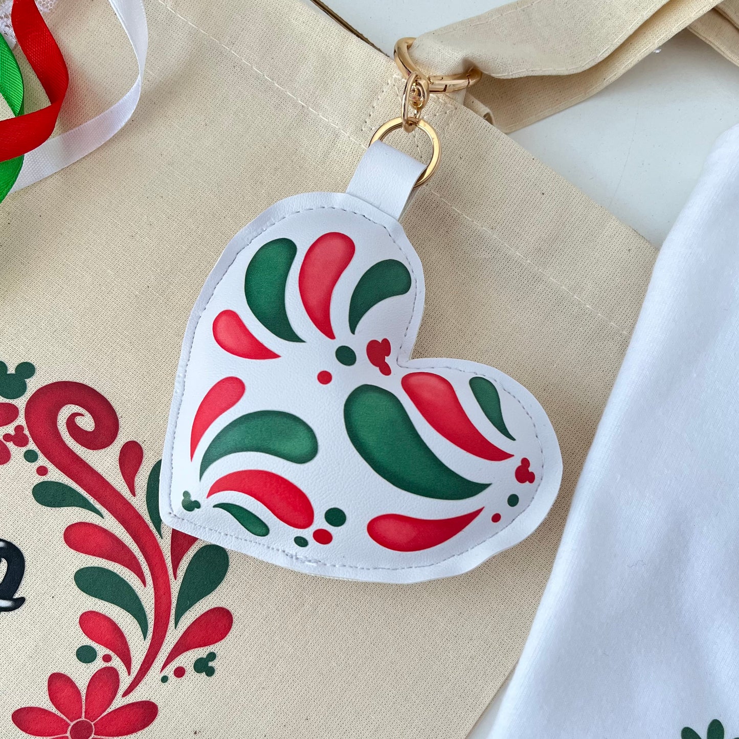 Tricolor Talavera Heart Keychain