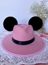 Load image into Gallery viewer, Black Ears - Rose Pink Heart Panama Mouse Hat
