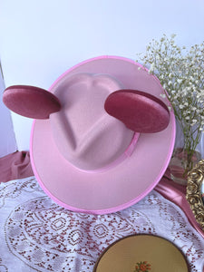 Pink Ears - Blush Pink Heart Panama Mouse Hat