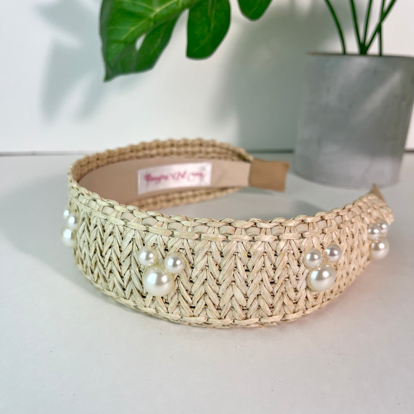 Cream Raffia Pearl Headband