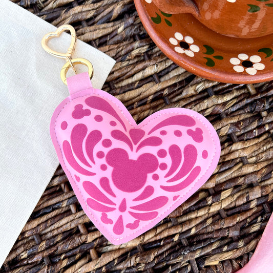 Pink Talavera Heart Keychain