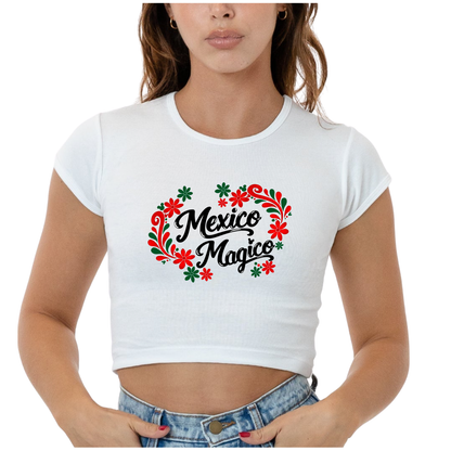 Mexico Magico Crop Baby-tee Shirt