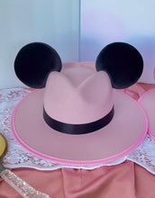 Load image into Gallery viewer, Black Ears - Blush Pink Heart Panama Mouse Hat
